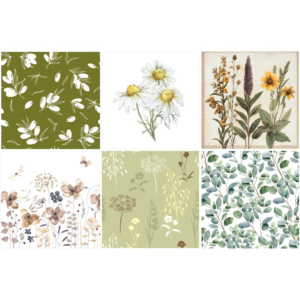 Image 12-PC Ass't of Napkins, 'Sweet Nature' Series, 6 designs, 20 units each